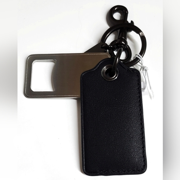 Coach Bottle Opener Key Fob with Stamp Keychain JI/Teal Multi Leather NWT - Picture 16 of 16